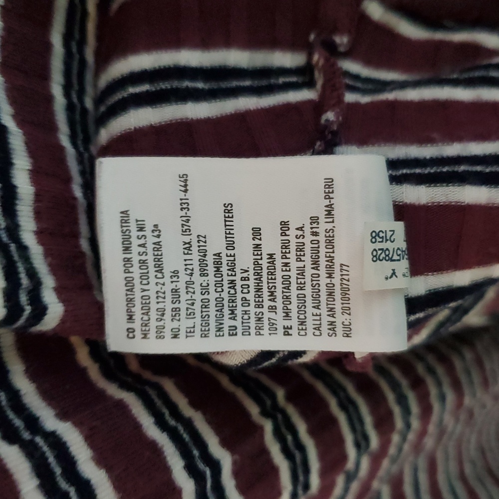 American Eagle Outfitters Black, Maroon and White Striped Top - Picture 5 of 8